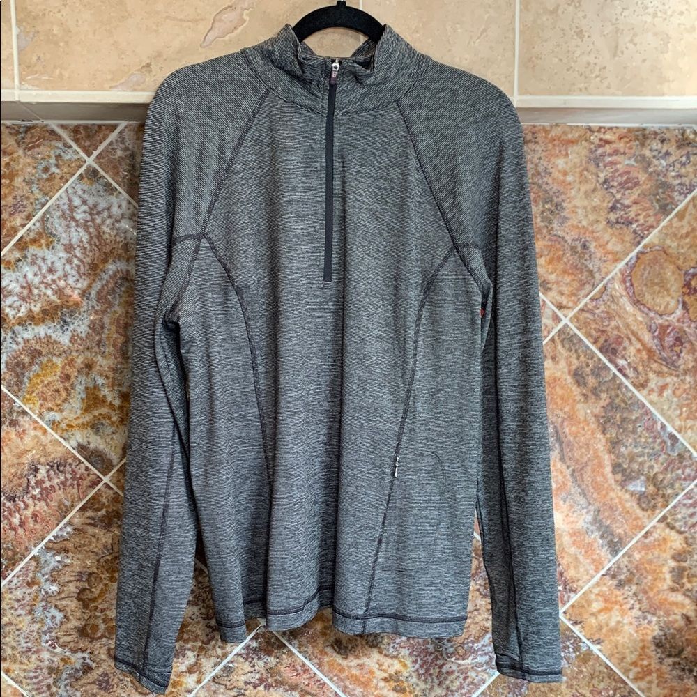 Men's Tek Gear Drytek Striped Gray Quarter-Zip Pullover Size XL